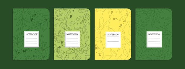 cubierta de cuaderno de arte de línea de hoja. diseño de patrones botánicos abstractos. Para cuadernos, planificadores, folletos,