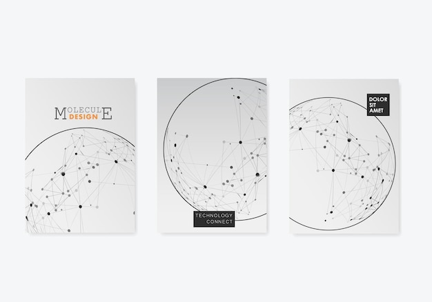 Cubierta del folleto con puntos y líneas conectados Fondo del diseño del catálogo Diseño de la página de la geometría futura