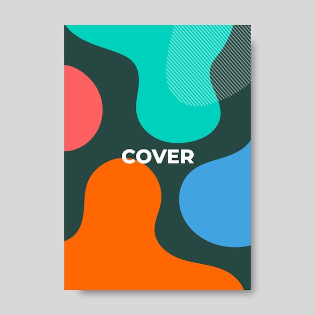 Cubierta de fondo abstracto con composición de formas fluidas coloridas