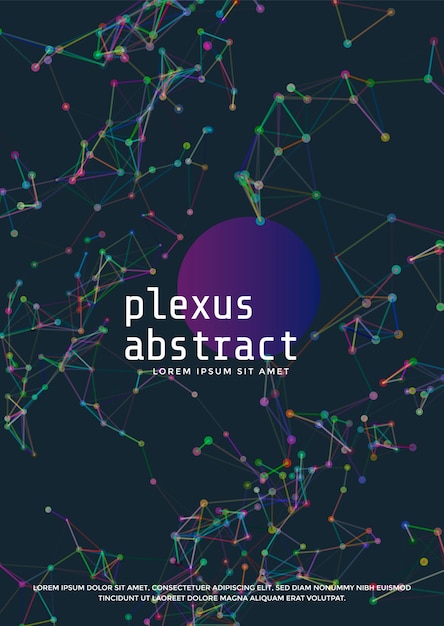 Cubierta geométrica con plexo de polígonos conectados. Fondo de ciencia futurista.