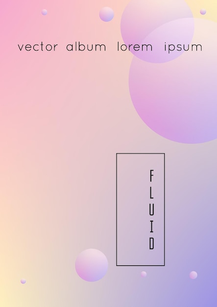 Cubierta holográfica con fluido radial. Forma geométrica sobre fondo degradado. Plantilla de hipster moderno para cartel, presentación, banner, folleto, informe, folleto. Cubierta holográfica mínima, colores neón.