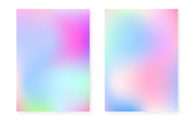Cubierta holográfica con fondo degradado de holograma. Estilo retro de los años 90 y 80. Plantilla gráfica nacarada para carteles, presentaciones, pancartas, folletos. Cubierta holográfica mínima de Spectrum.