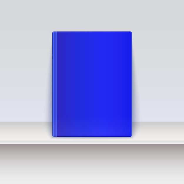 Vector cubierta de libro azul en el estante.