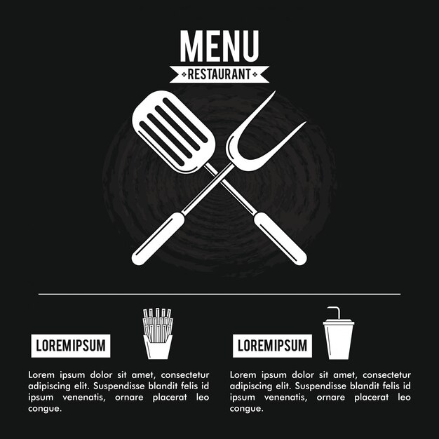 Vector cubierta del menú del restaurante con información