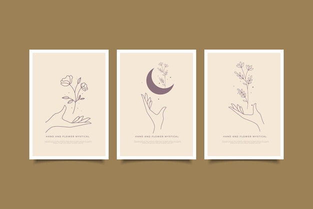 cubierta minimalista abstracta con flor y sol ilustración de arte místico estético