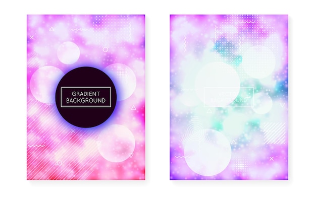 Cubierta de neón con formas de color púrpura líquido Fluido luminoso Fondo fluorescente con gradiente bauhaus Plantilla gráfica para la aplicación web de interfaz móvil anual de libros Cubierta de neón deslumbrante