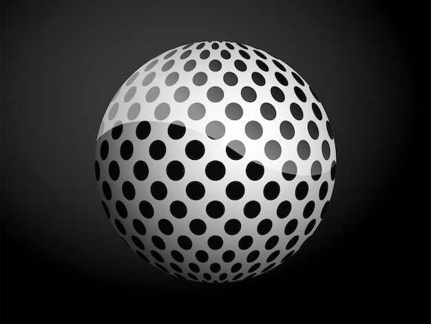 Cubierta de patrón abstracto bola 3D en blanco y negro Ilustración vectorial aislado sobre fondo oscuro