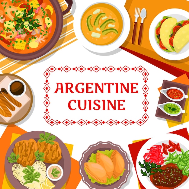 Vector cubierta de vector de menú de restaurante de cocina argentina