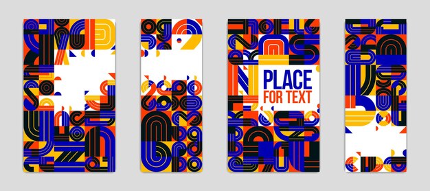 Cubiertas abstractas modernas de pancartas con diseño geométrico vectorial moderno, de moda y elegante, fondos con lugares para el texto