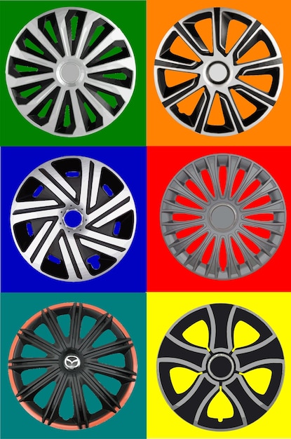 Vector cubiertas decorativas para ruedas de automóviles placa ilustración vectorial