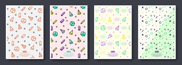 Cubiertas de estilo Memphis, fondo transparente disponible en panel de muestras