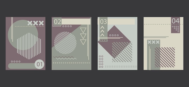 cubiertas de folletos abstractos establecidos en diseño geométrico minimalista moderno fondo de estilo Memphis