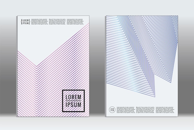 Cubiertas geométricas gráficas vectoriales con patrón minimalista para plantillas, diseños, carteles, folletos, catálogos, volantes. Conjunto de carteles con elementos de geometría minimalista. Plantilla de diseño con líneas.