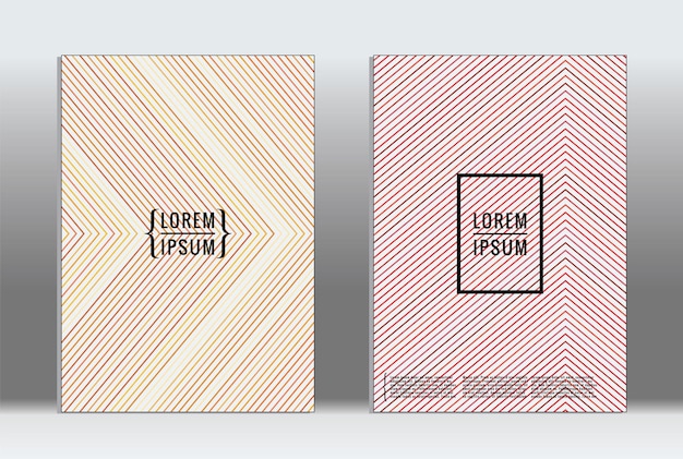 Cubiertas geométricas gráficas vectoriales con patrón minimalista para plantillas, diseños, carteles, folletos, catálogos, volantes. Conjunto de carteles con elementos de geometría minimalista. Plantilla de diseño con líneas.