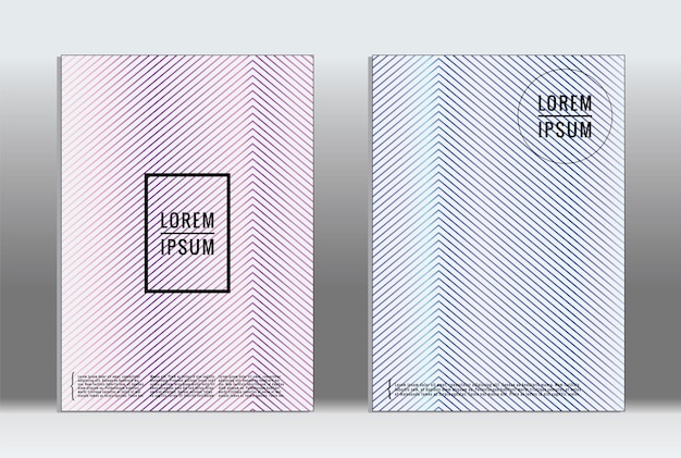 Cubiertas geométricas gráficas vectoriales con patrón minimalista para plantillas, diseños, carteles, folletos, catálogos, volantes. Conjunto de carteles con elementos de geometría minimalista. Plantilla de diseño con líneas.