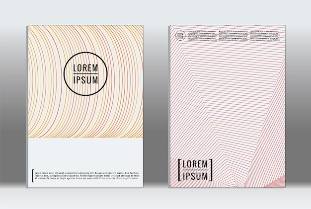 Cubiertas geométricas gráficas vectoriales con patrón minimalista para plantillas, diseños, carteles, folletos, catálogos, volantes. Conjunto de carteles con elementos de geometría minimalista. Plantilla de diseño con líneas.