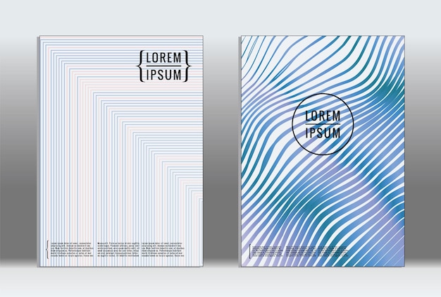 Cubiertas geométricas gráficas vectoriales con patrón minimalista para plantillas, diseños, carteles, folletos, catálogos, volantes. Conjunto de carteles con elementos de geometría minimalista. Plantilla de diseño con líneas.