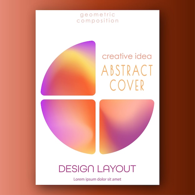 Cubiertas con un gradiente Desdibujamiento colorido de formas geométricas La idea de un catálogo o folleto de panfletos Una plantilla para el diseño creativo