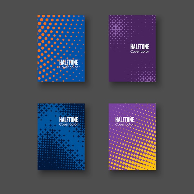 Cubiertas mínimas. Conjunto de patrones geométricos. Plantilla de identidad minimalista. Gradientes de semitonos de colores. ilustración