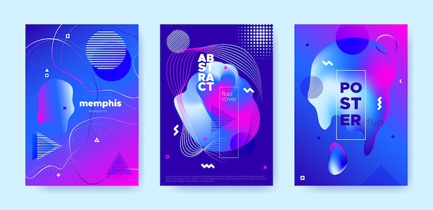 Cubiertas de música de colores brillantes con formas abstractas líquidas y geo