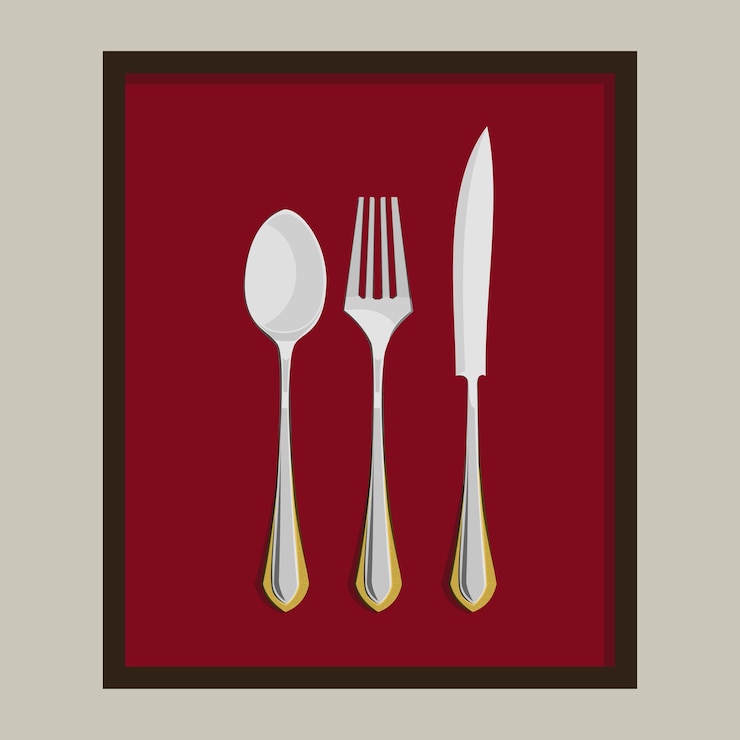 Vector cubiertos de lujo de cuchara, tenedor y cuchillo.
