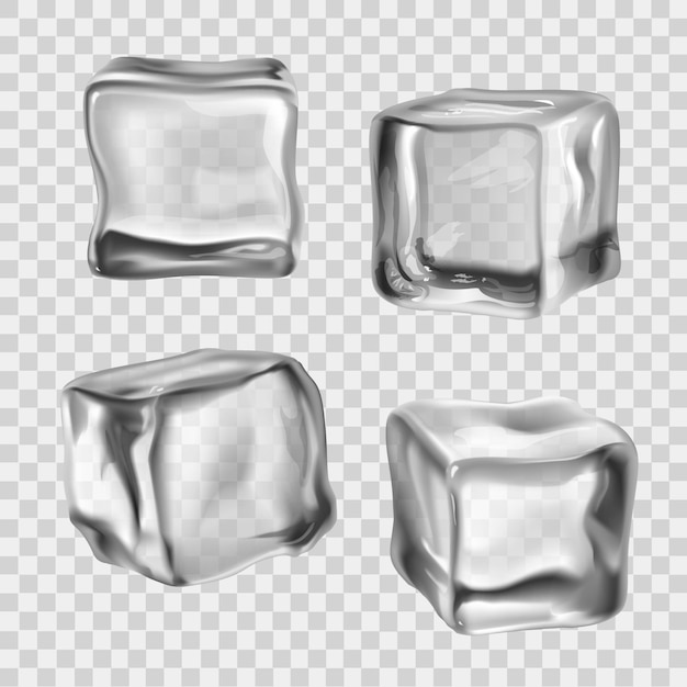 Vector cubitos de hielo transparente