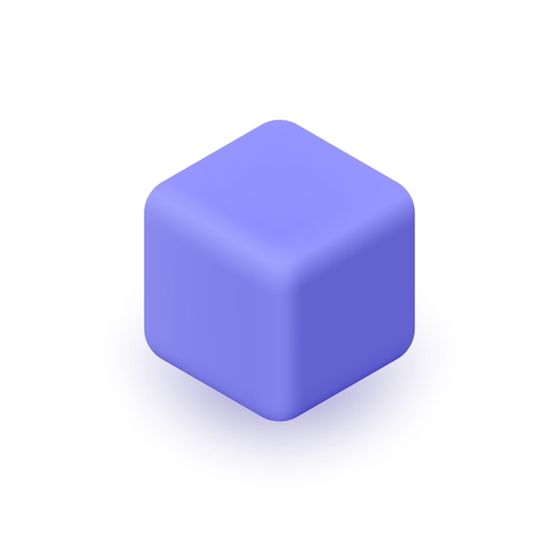Cubo 3D Icono vectorial 3D Estilo minimalista de dibujos animados