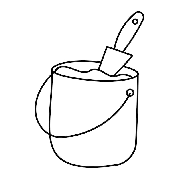 cubo de arena cuchara de juego para niños figuras icono elemento línea garabatos colorear ilustración vectorial