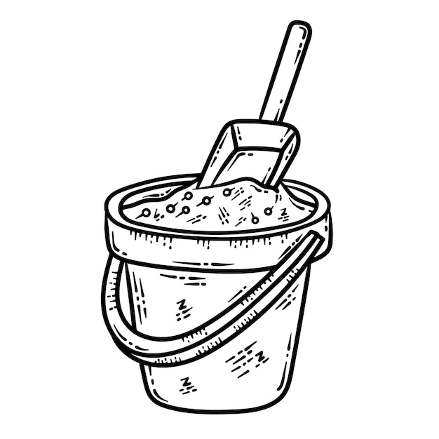 Cubo de arena de verano Line Art Página para colorear
