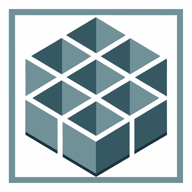un cubo azul con un cuadrado blanco en él que dice quot cubo quot