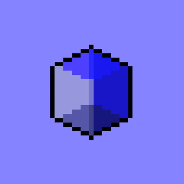 Vector cubo azul con estilo pixel art