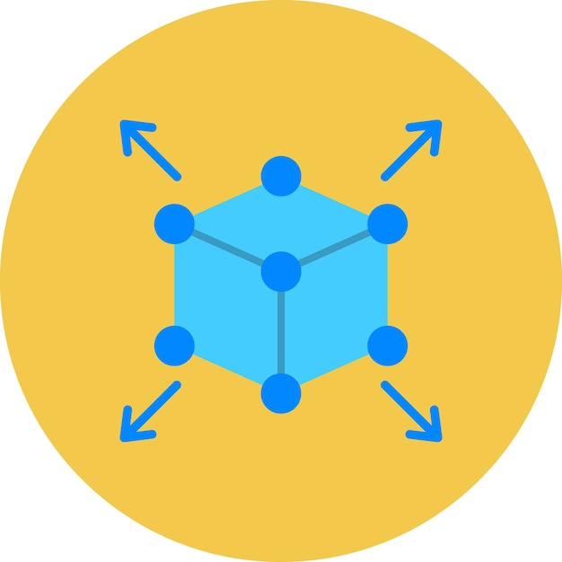 Vector un cubo azul con flechas que apuntan a la derecha