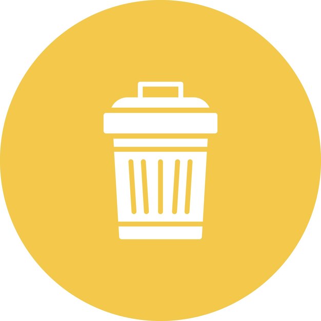 un cubo de basura con un fondo amarillo