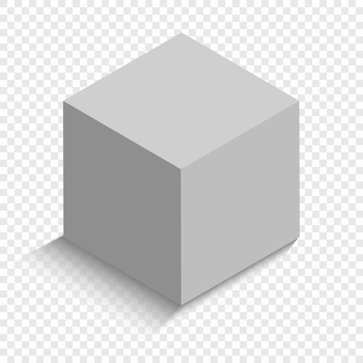 Vector cubo blanco con una perspectiva. modelo de caja 3d con una sombra.
