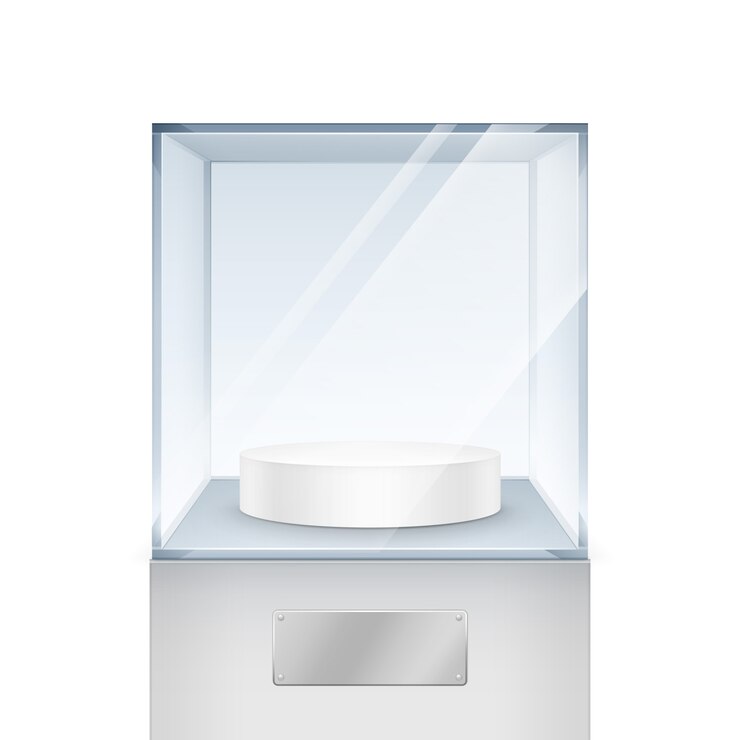 Vector cubo de caja de vidrio transparente vacío sobre fondo blanco.