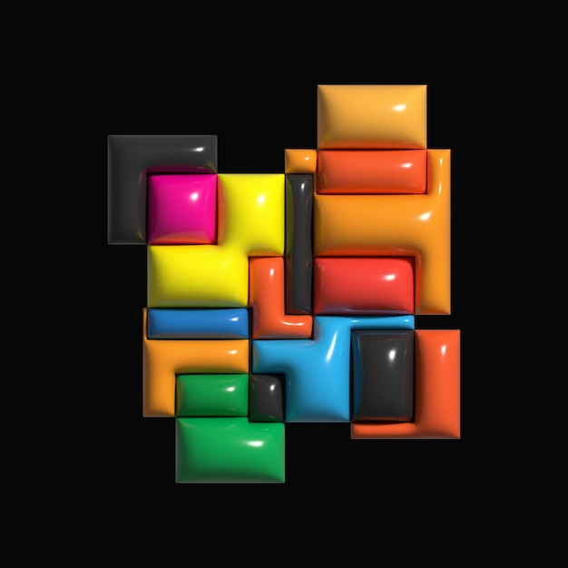 Un cubo colorido con la letra r en él