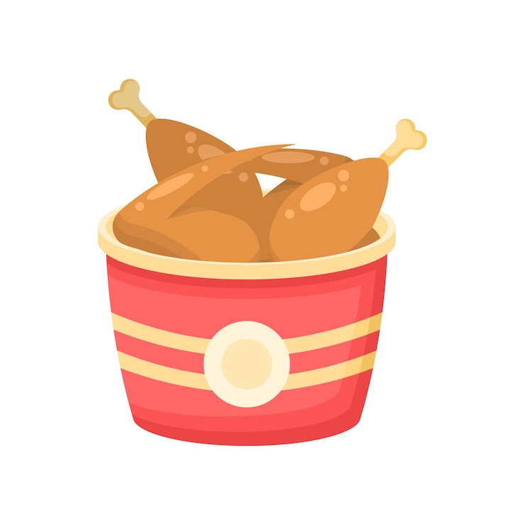 Vector cubo de comida rápida plano abstracto de fondo de comida de pollo frito estilo de diseño vectorial cocina