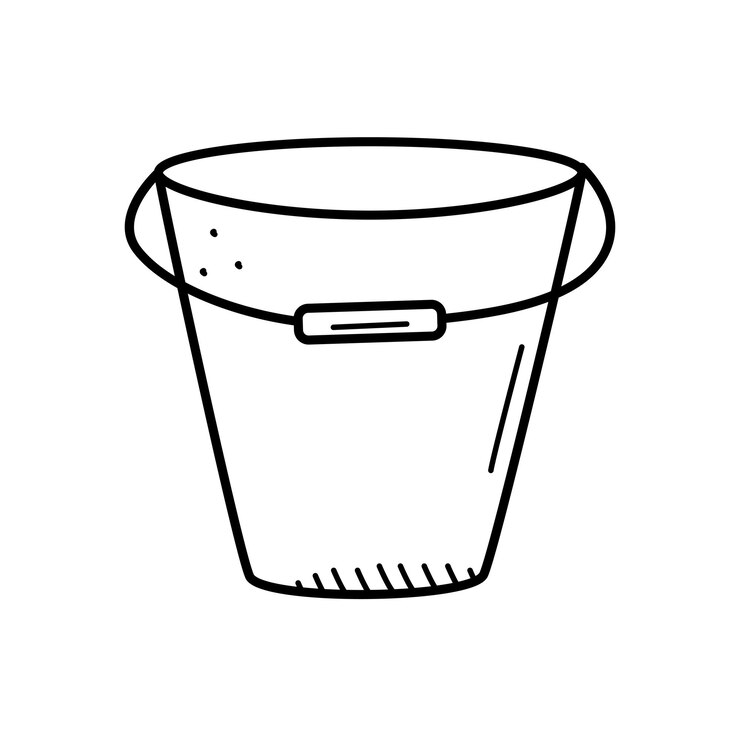 Cubo doméstico de metal o plástico con mango Ilustración vectorial de equipos para la limpieza