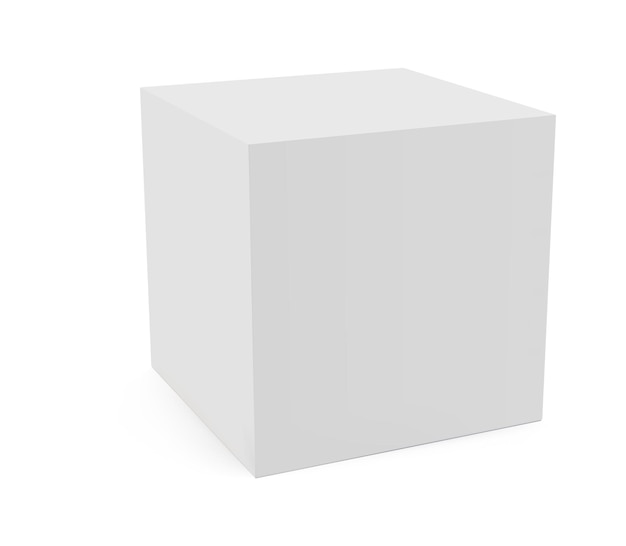 Cubo de geometría aislado sobre fondo blanco.