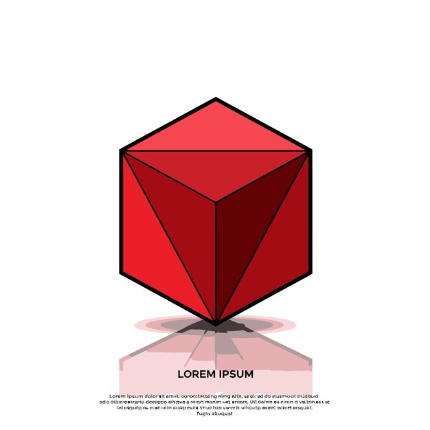 Cubo geométrico rojo abstracto