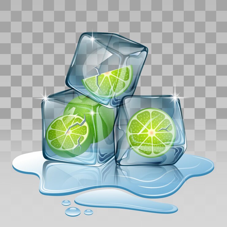 Vector cubo de hielo con frutas de bayas ilustración vectorial