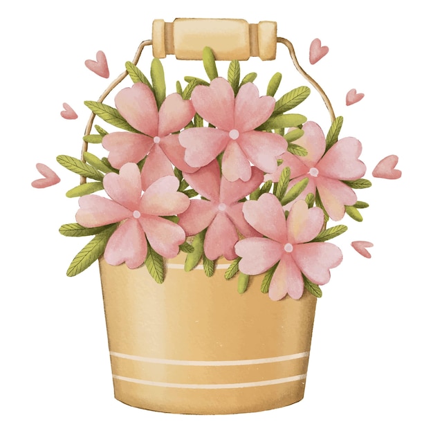 Cubo lindo con ilustración de flor rosa