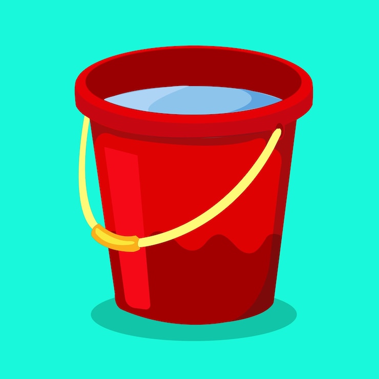 Vector un cubo lleno de agua ilustración vectorial al estilo de dibujos animados