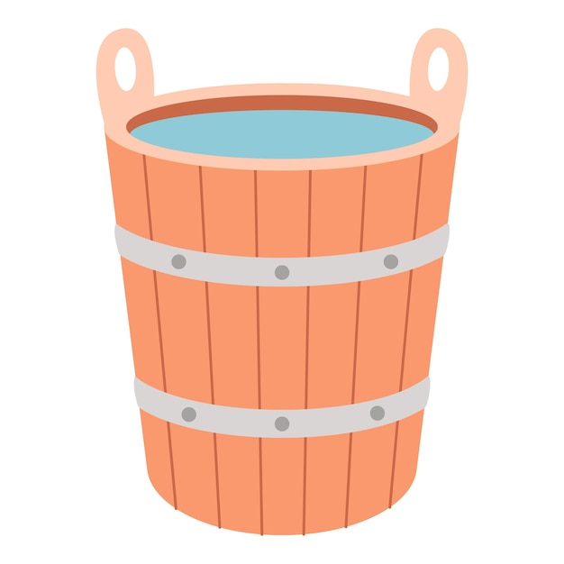 Cubo de madera con agua para la sauna Ilustración vectorial