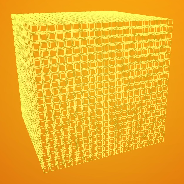 Vector cubo de malla de estructura metálica