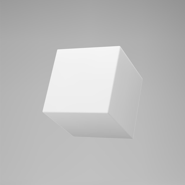 Vector cubo de modelado 3d blanco con perspectiva aislado en gris