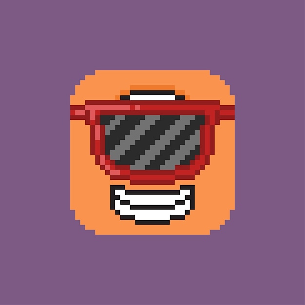 cubo de un ojo con gafas de sol al estilo pixel art