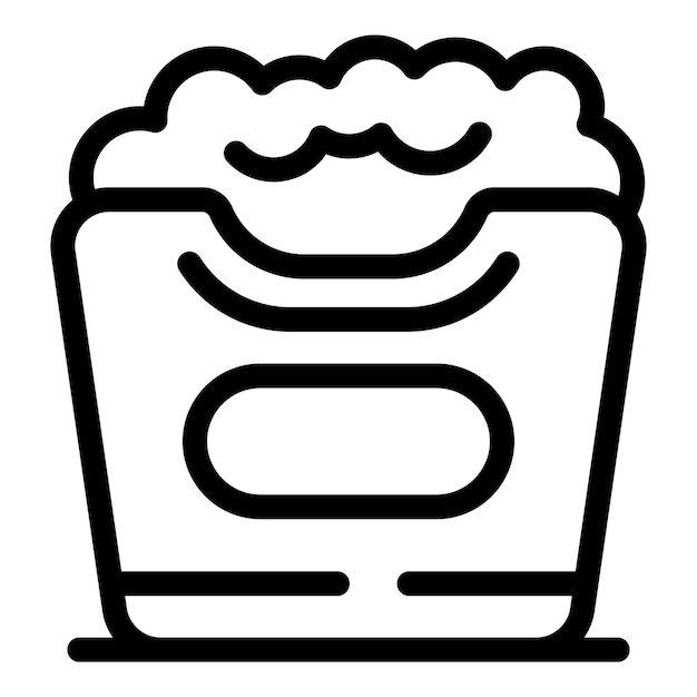 Cubo de palomitas de maíz con logotipo de etiqueta en blanco para una barra de bocadillos de cine