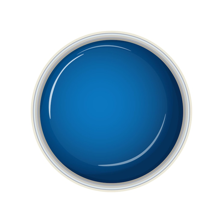 Vector cubo de pintura azul en la vista superior de fondo blanco aislado en la ilustración de vector blanco