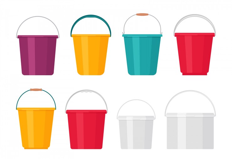 Vector cubo de plástico. ilustración. diseño plano. icono de cubo